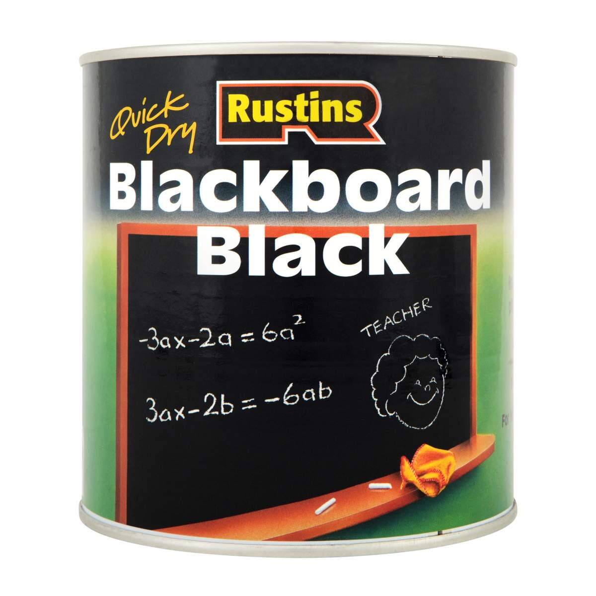 Rustins BLAB1000 Quick Drying Blackboard Black Paint 1 Litre