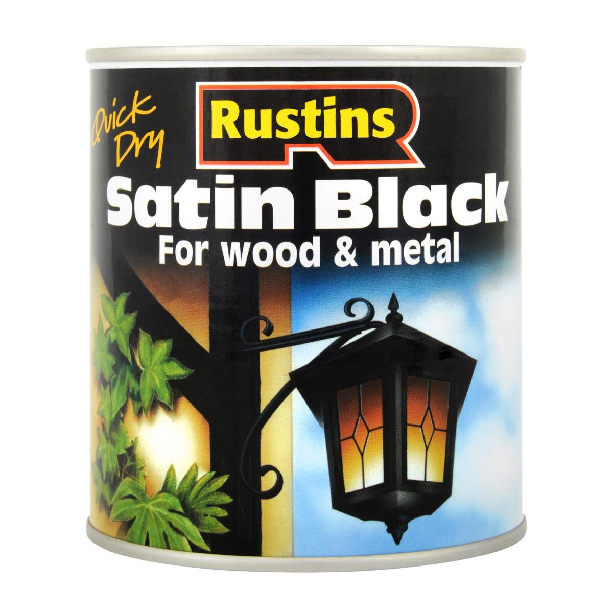 Rustins SATB500 Quick Drying Satin Black Paint 500ml