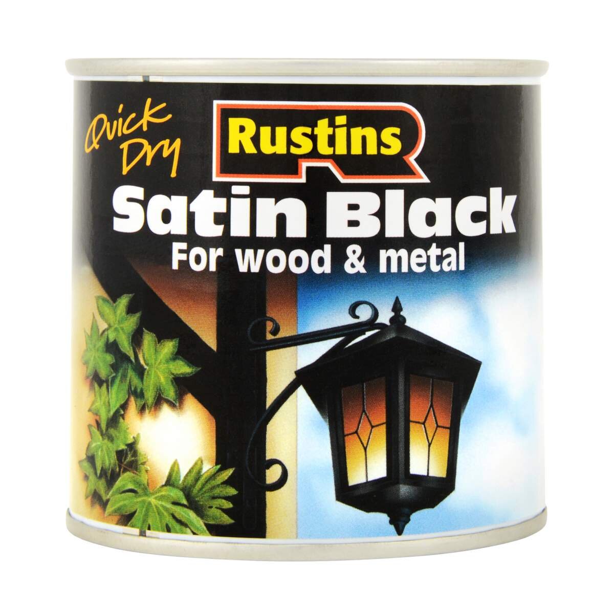 Rustins SATB250 Quick Drying Satin Black Paint 250ml