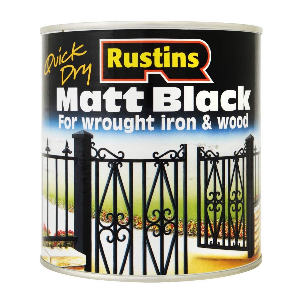 Rustins BLAM1000 Matt Black Paint Quick Drying 1 Litre