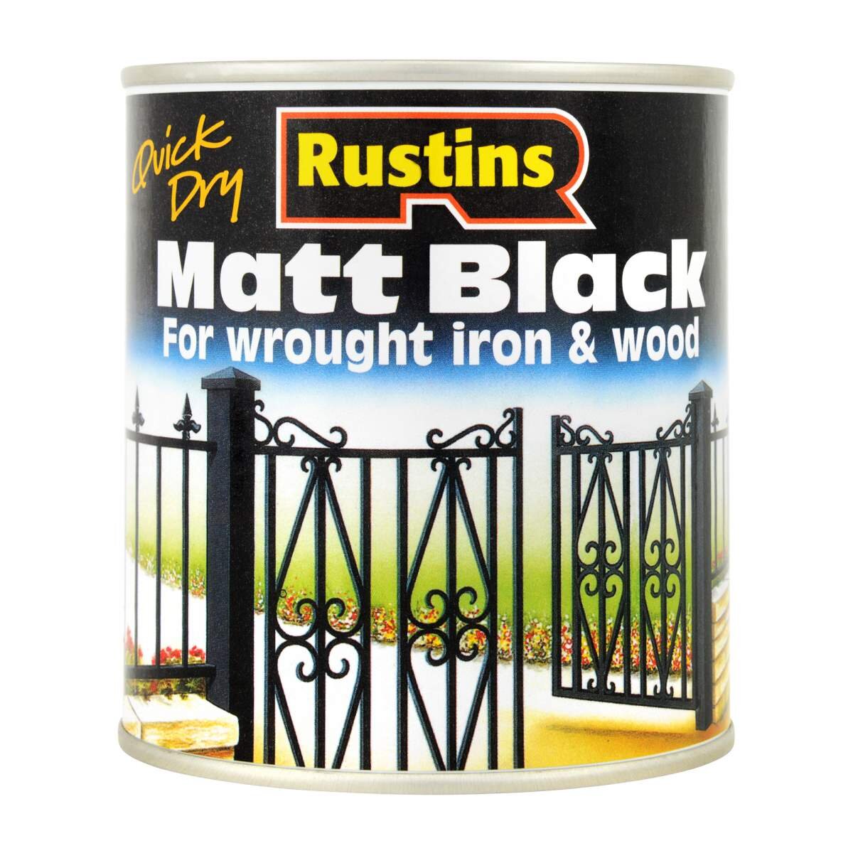 Rustins Quick Drying Paint Matt Black Interior & Exterior 500ml