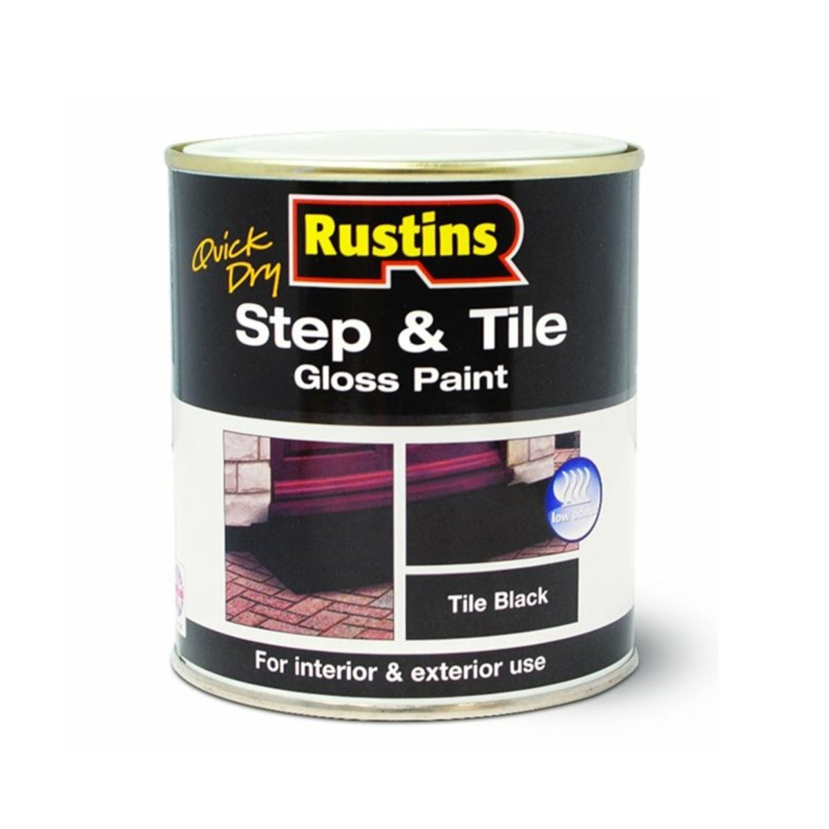 Rustins STBLW250 Quick Dry Step & Tile Paint Gloss Black 250ml