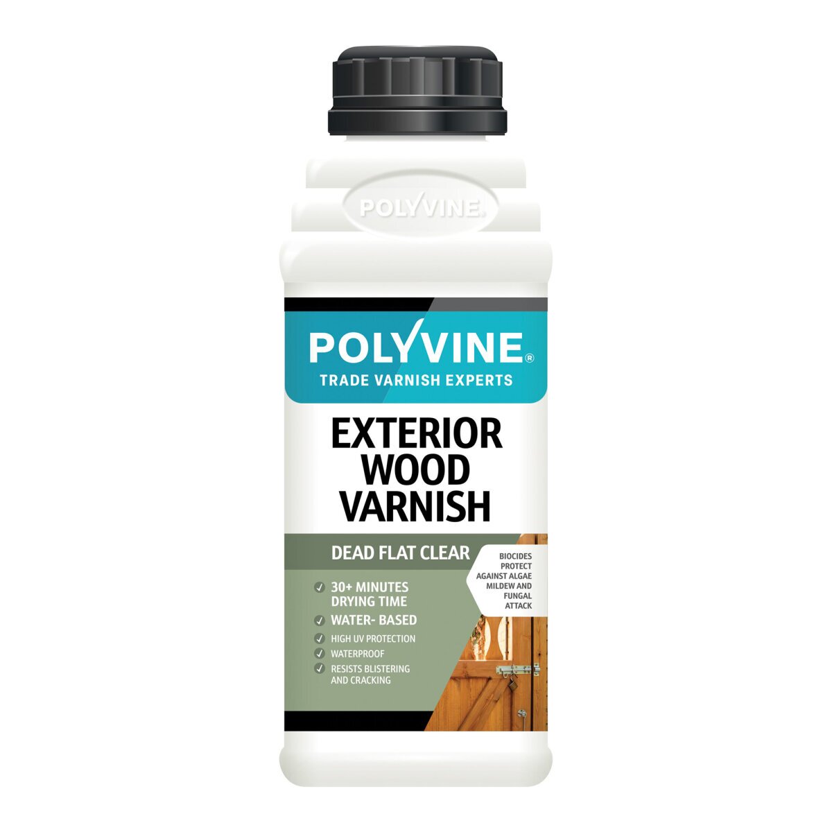 Polyvine Exterior Wood Varnish Dead Flat – Quick Drying, Water-Based, High UV Protection & Weather Resistant Clear Varnish for Outdoor Wood & Timber –