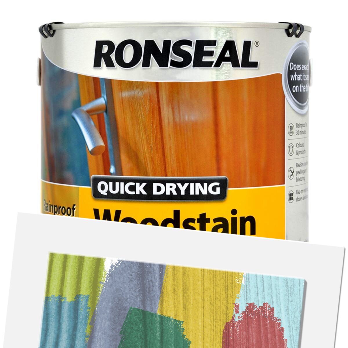 Ronseal Teak Satin Woodstain Soft or Hard Wood Quick Drying 2.5L