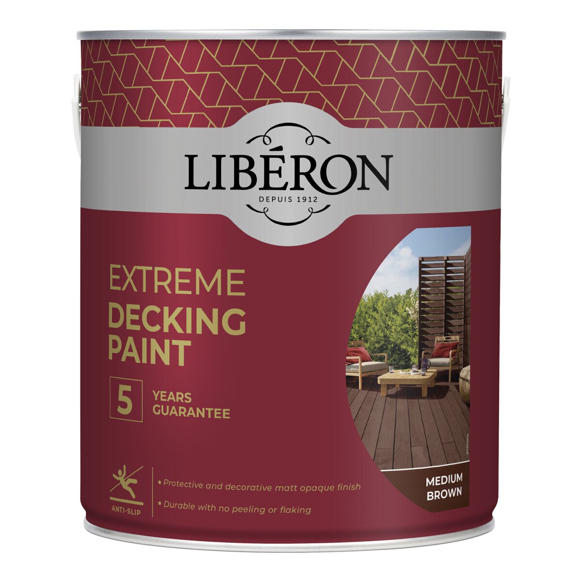 Liberon 126138 Extreme Decking Paint Medium Brown 2.5 litre