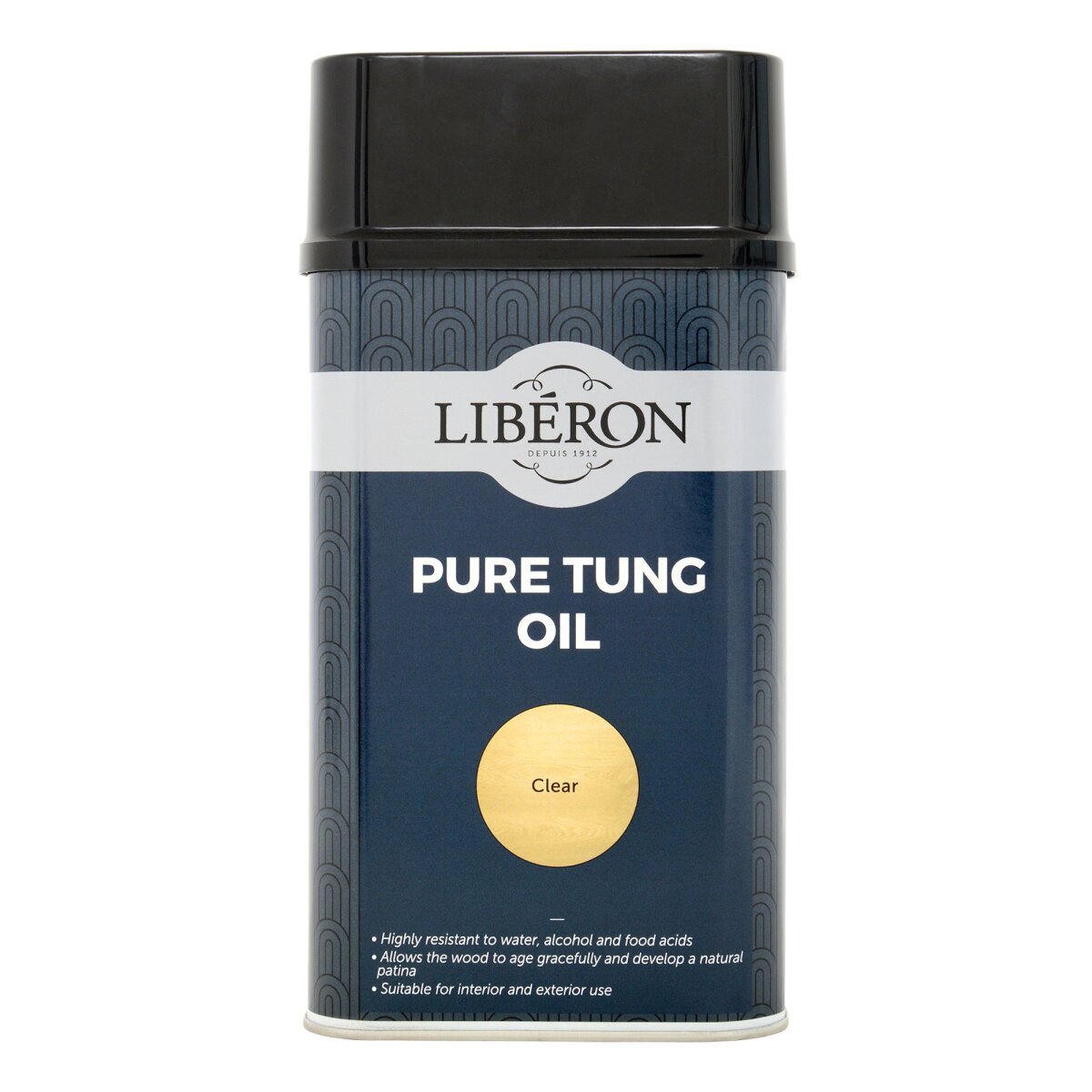 Liberon Pure Tung Oil Premium Natural Waterproof Protection for Wood Worktops & Outdoor Wood 1 Litre in Brown