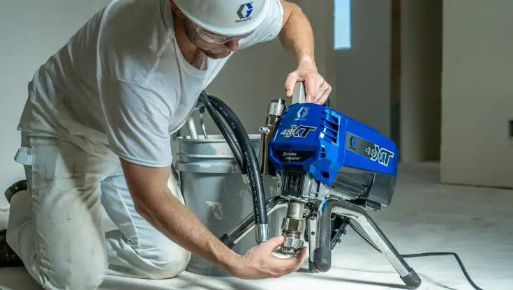 Spray machine in use.