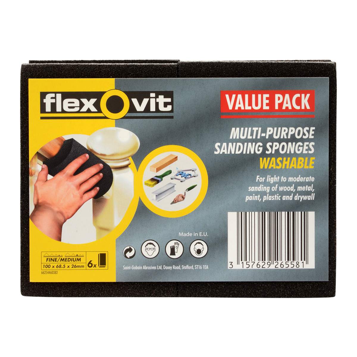 Flexovit Sanding Sponges Fine/Medium Pack of 6