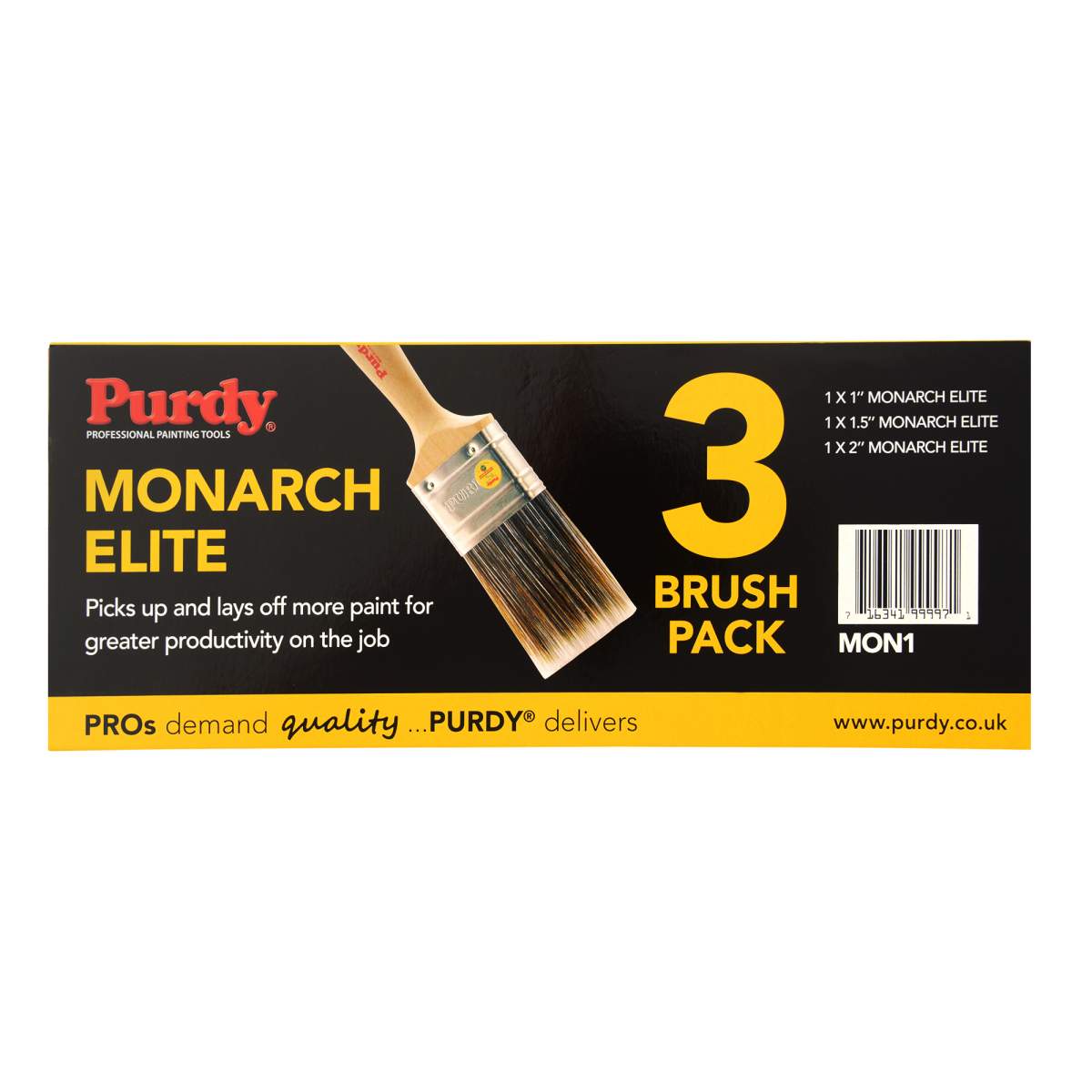Purdy Monarch Elite Mon1 Brush Pack of 3