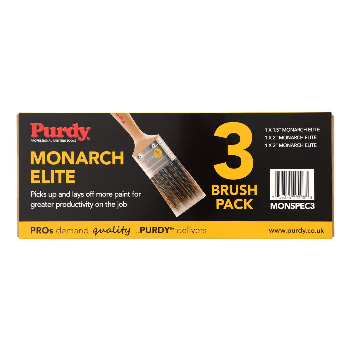 Purdy Monarch Elite Brush Pack of 3 Monspec3