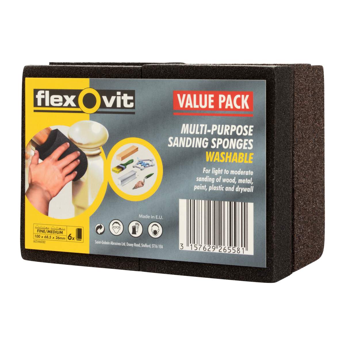 Flexovit Sanding Sponges Fine/Medium Pack of 6