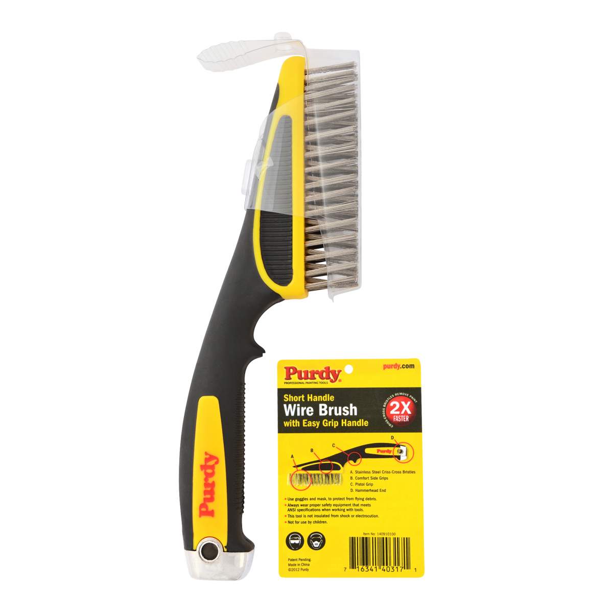 Purdy Wire Brush Short Easy Grip Rubber Handle