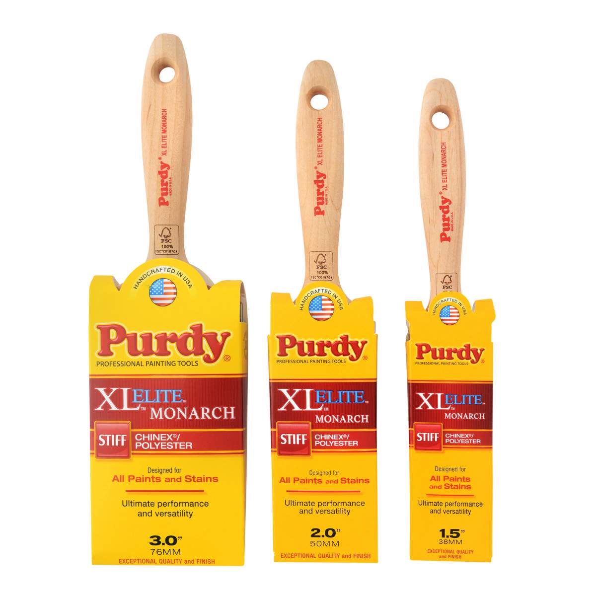 Purdy Monarch Elite Brush Pack of 3 Monspec3