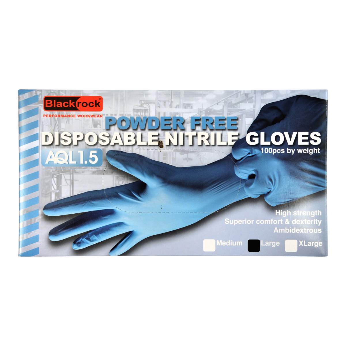 Blackrock Powder Free Disposable Nitrite Gloves Box of 100