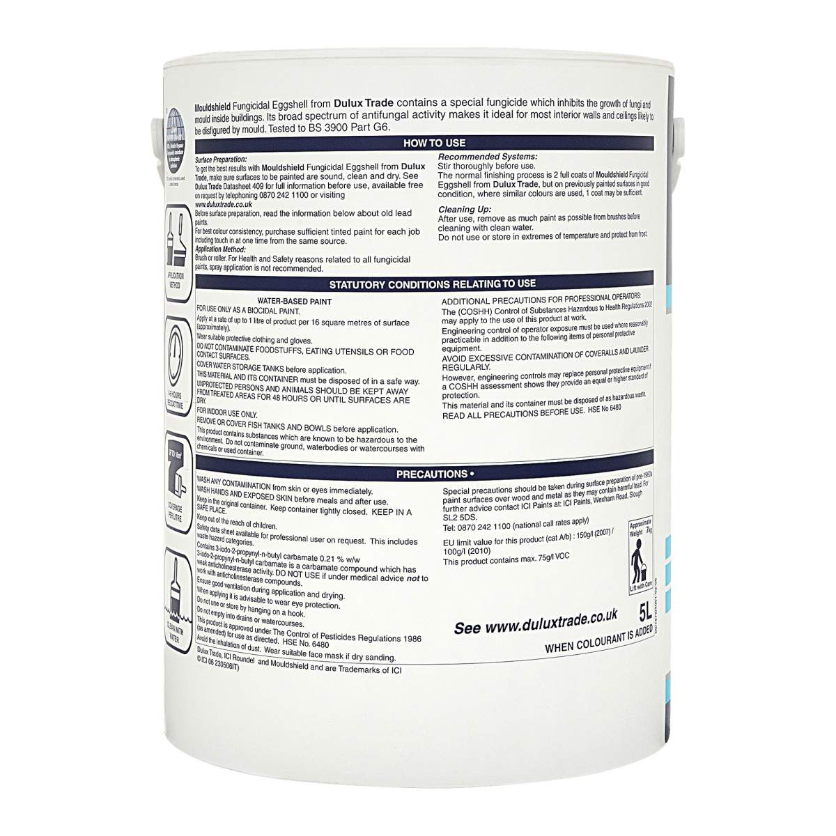Dulux Trade Mouldshield Quick Drying Eggshell Pure Brilliant White