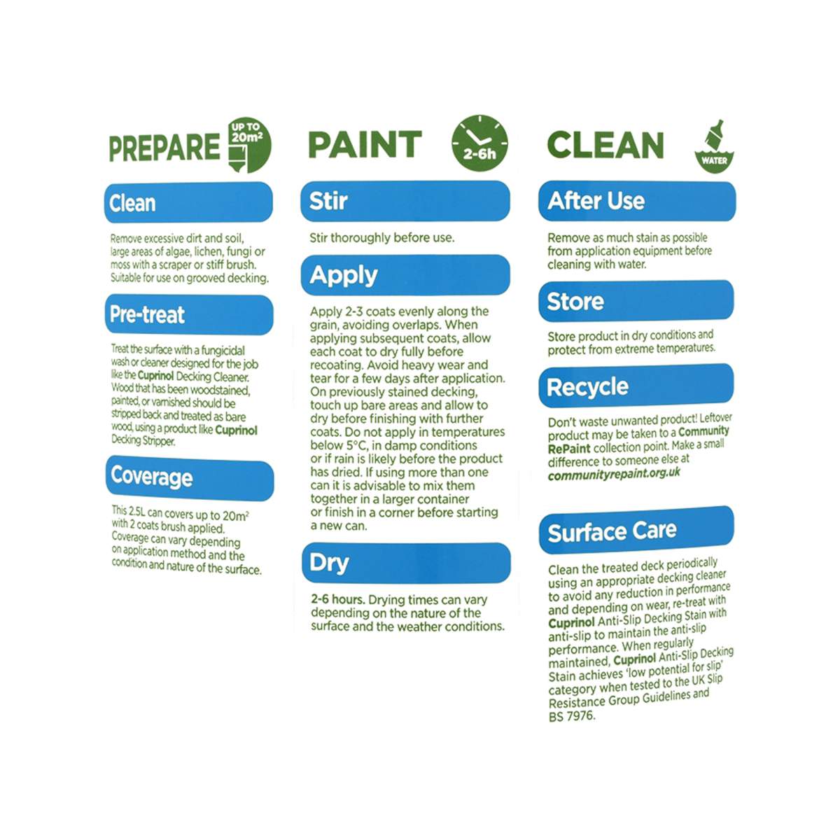 Cuprinol Anti-Slip Decking Stain Matt Cedar Fall