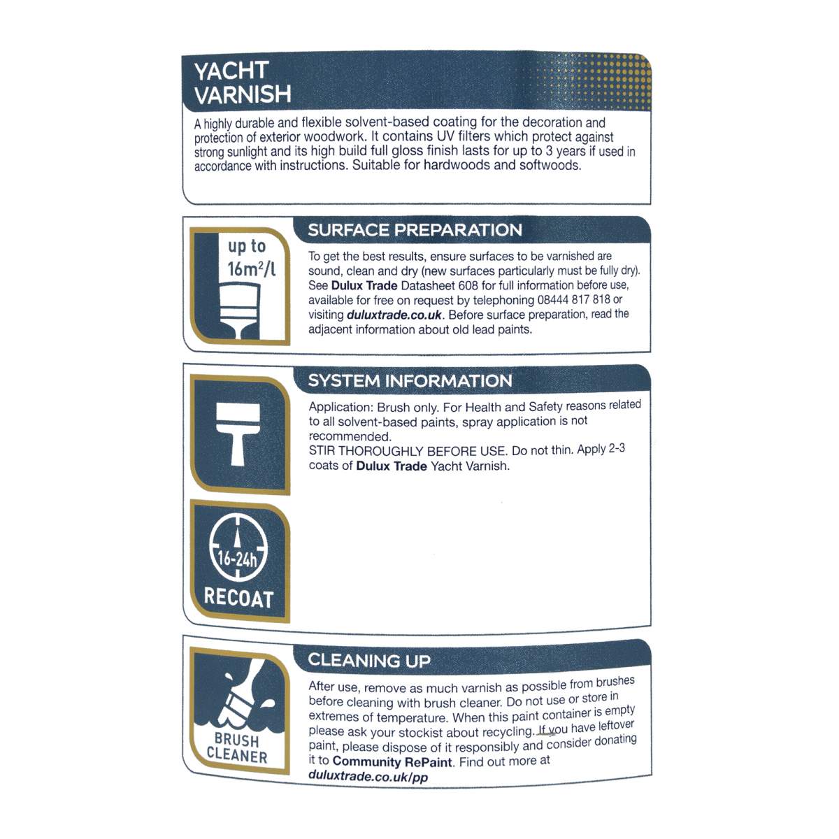 Dulux Trade Yacht Varnish Gloss Clear