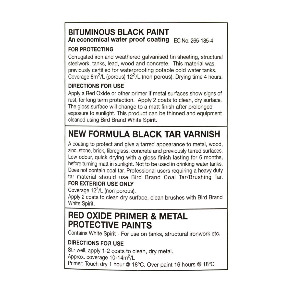 Bird Brand Tar Varnish Black