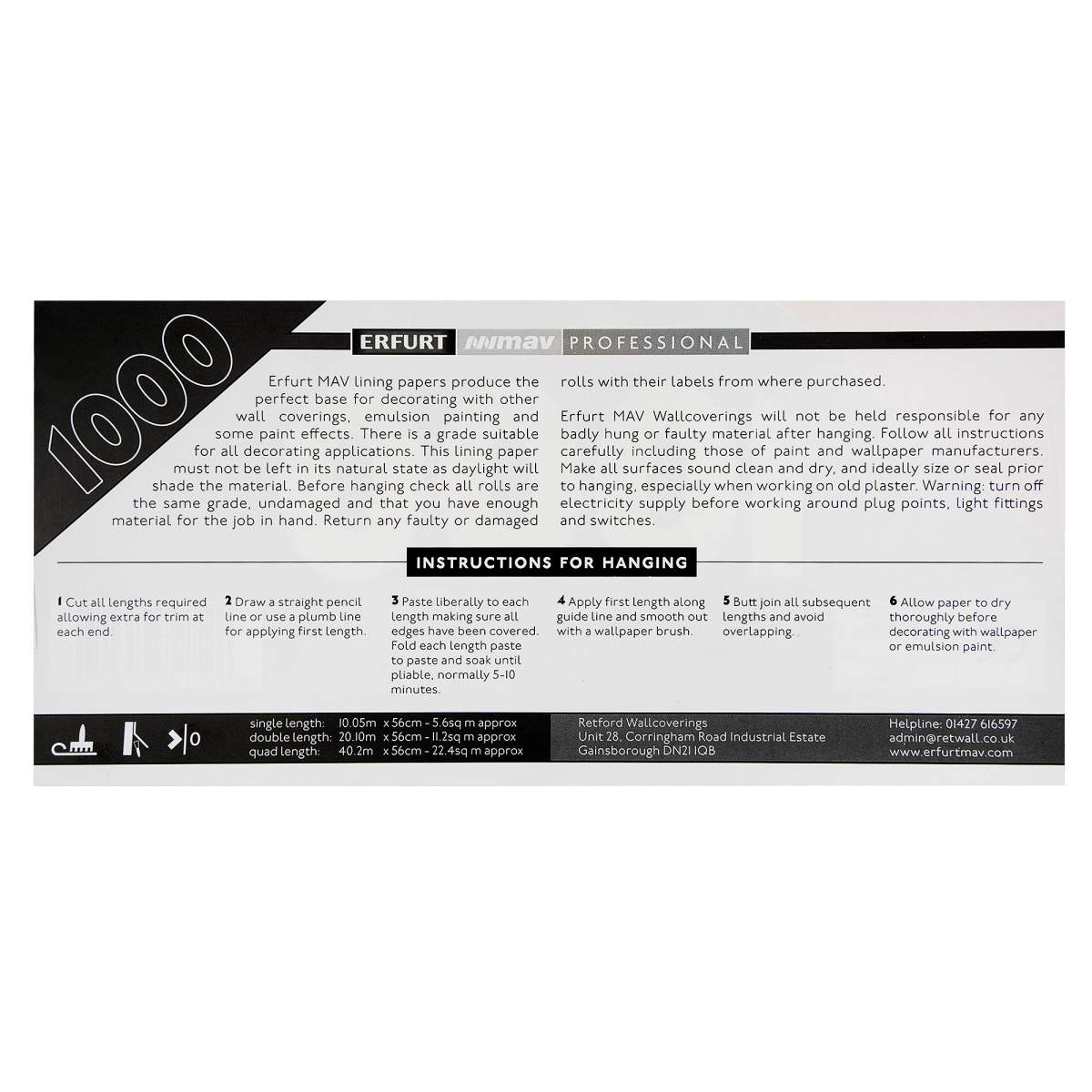 MAV Lining Paper M1000 Single Roll