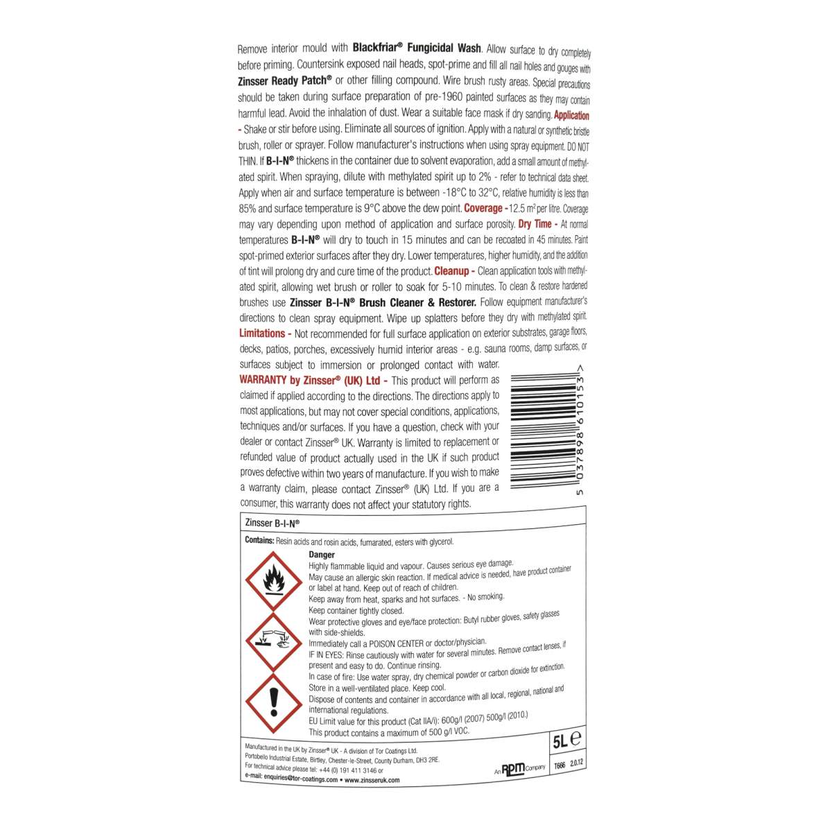 Zinsser BIN Primer Sealer White