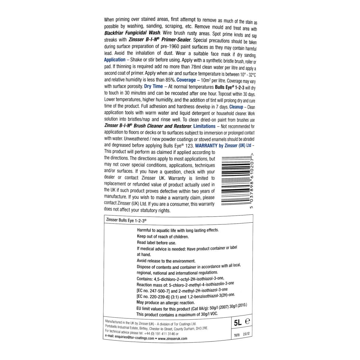 Zinsser Bulls Eye 123 White