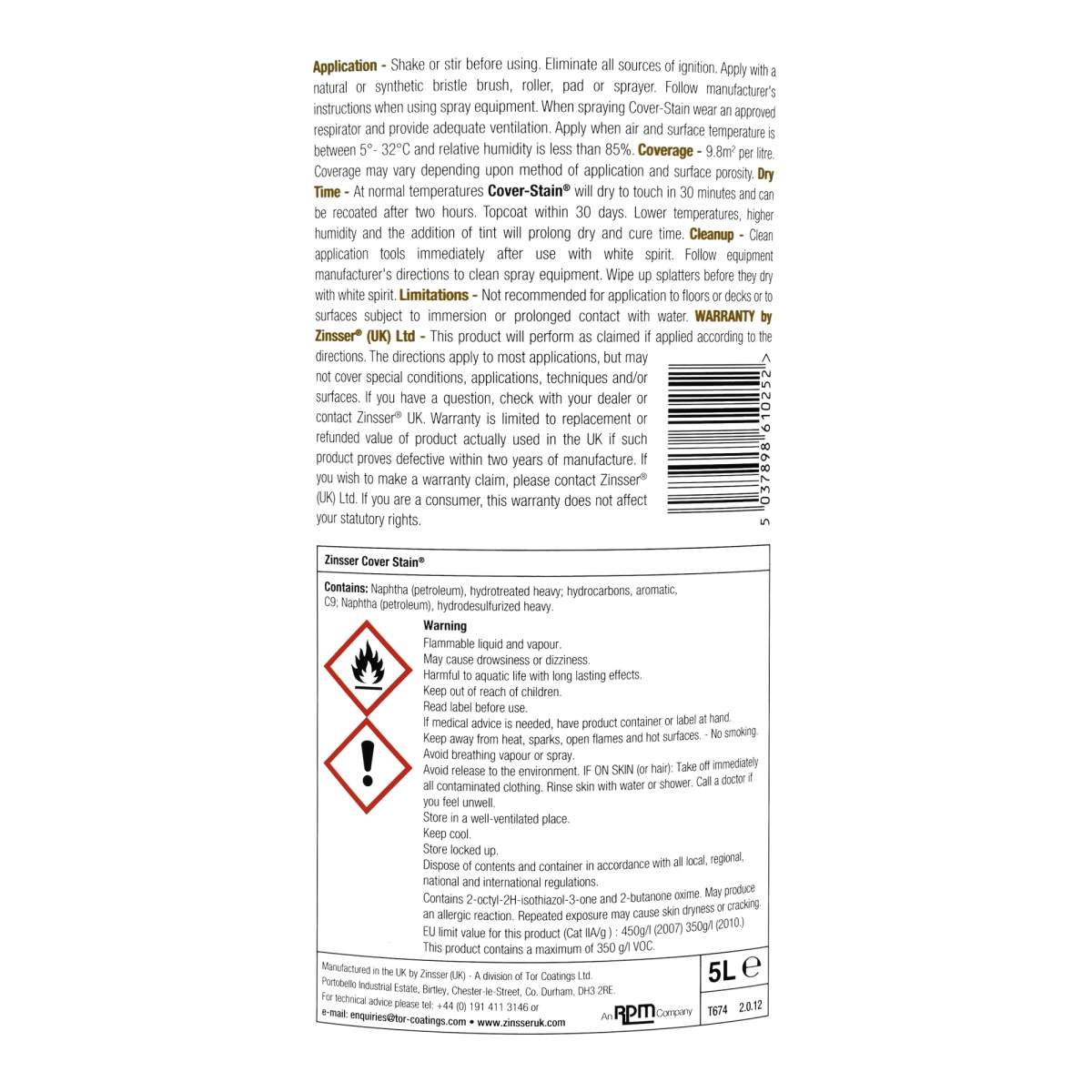 Zinsser Cover Stain Primer Sealer White