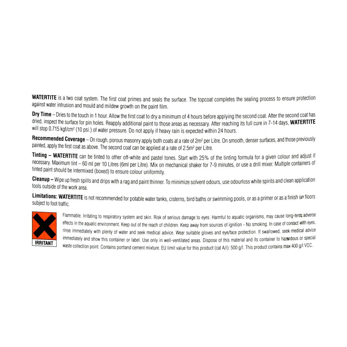 Zinsser Watertite Water Proofing Paint