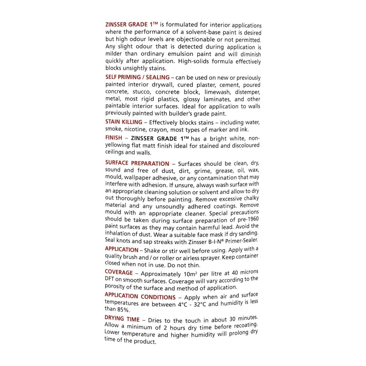 Zinsser Grade 1 Interior Restoration Coating White