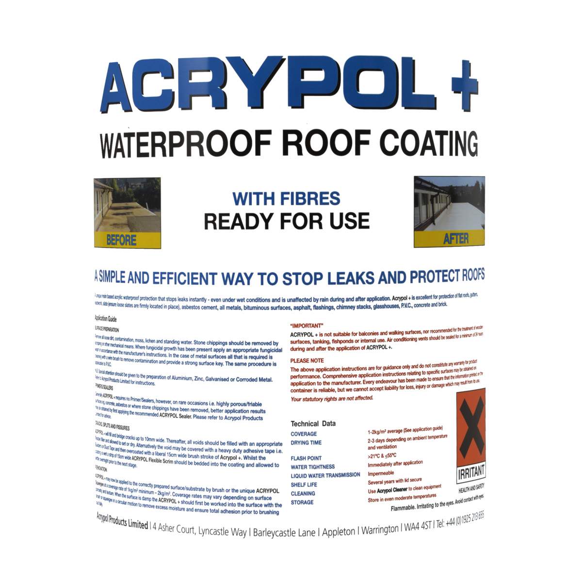 Acrypol Roof Coating With Fibres Grey