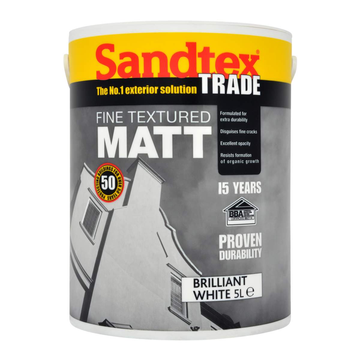 Sandtex Trade Fine Textured Matt Brilliant White  5L (AP0648001F)