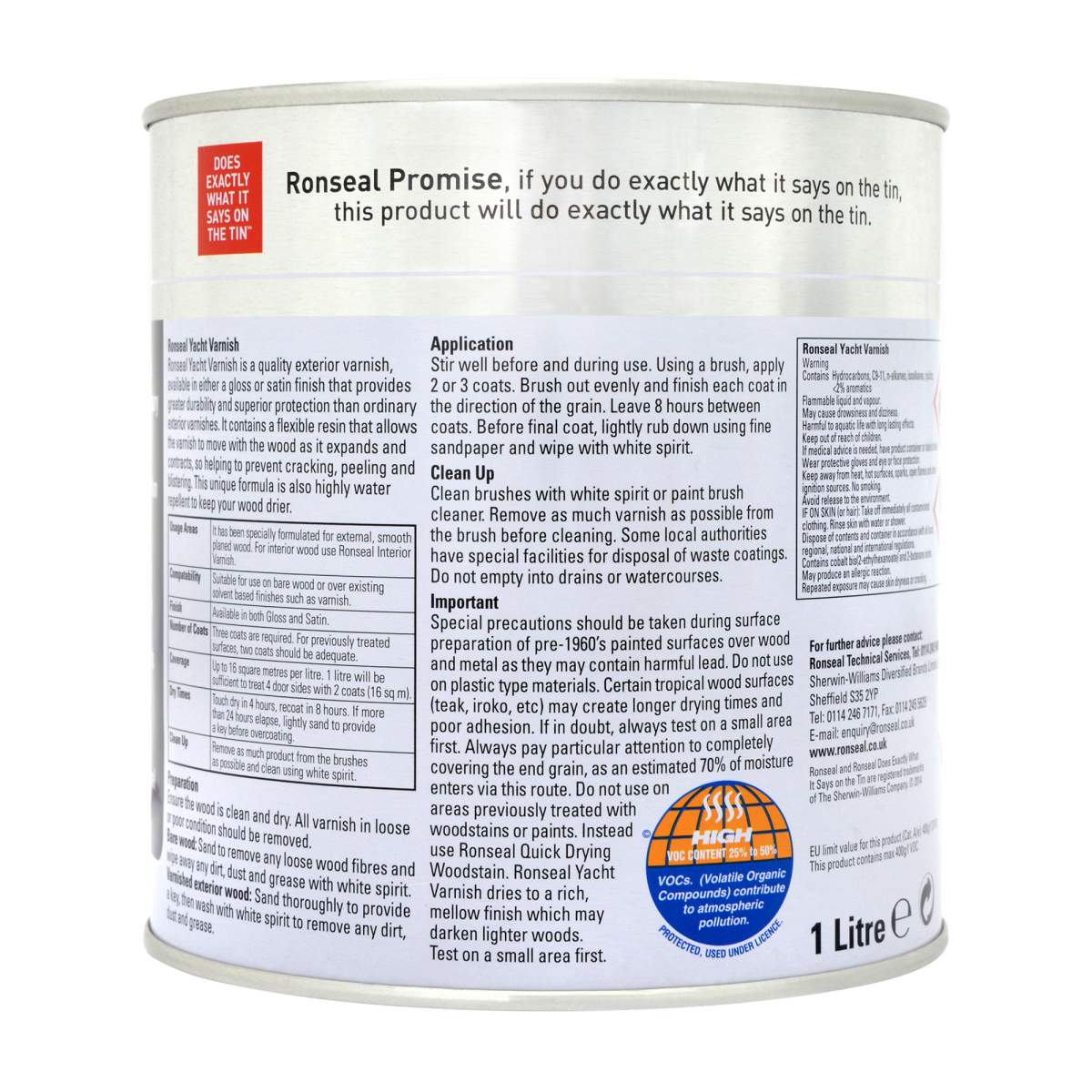Ronseal Yacht Varnish Gloss Clear 1L (HC4530N)