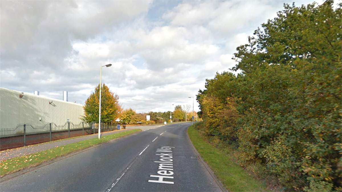 Travelling down Hemlock Way from the A460 roundabout take the second turning on the left Burdock Close