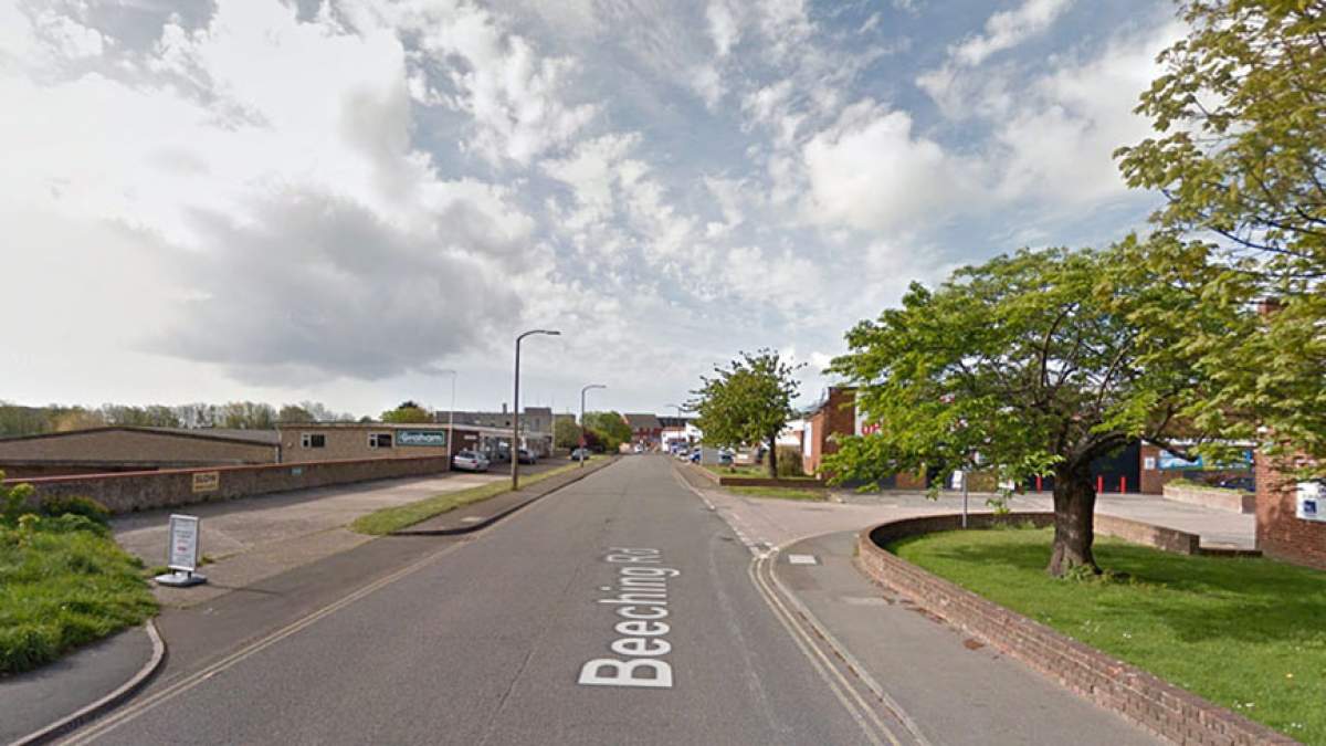 Turning down Beeching Road from the A269 the store will be on the right