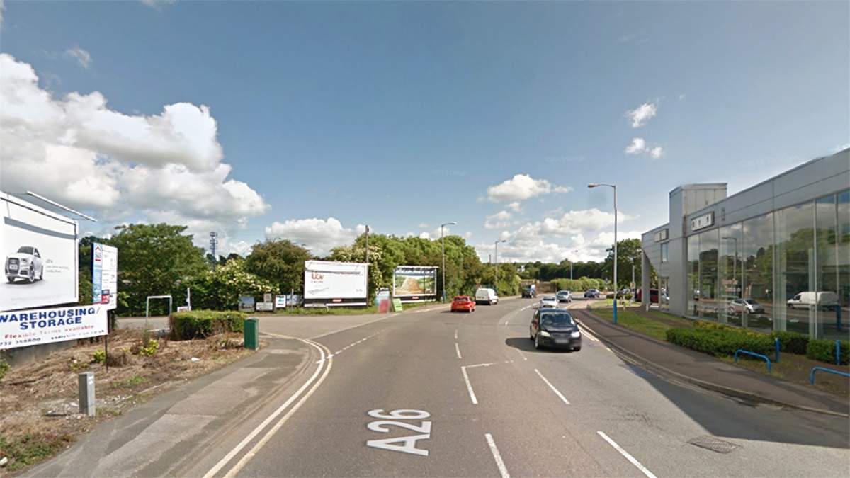 Travelling southbound on the A26 Vale Road, turn left on to Sanderson Way.