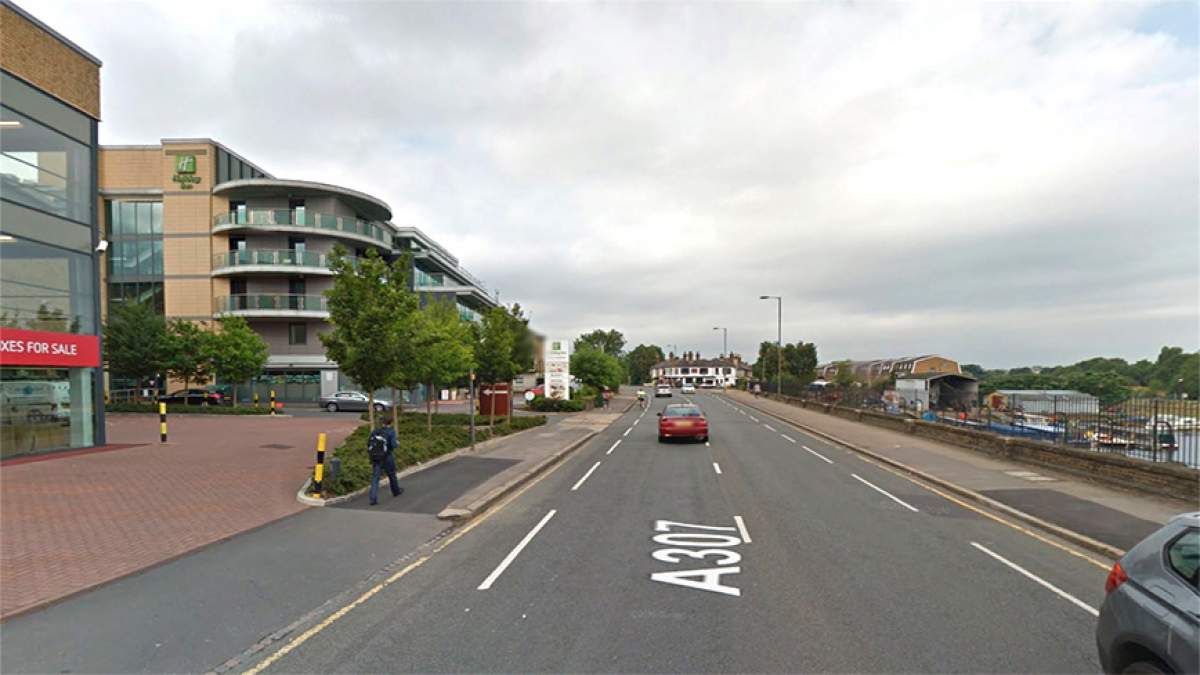 Follow Portsmouth Road Westbound and on the right there will be a turning into an industrial estate called Kingston House Trading Estate.