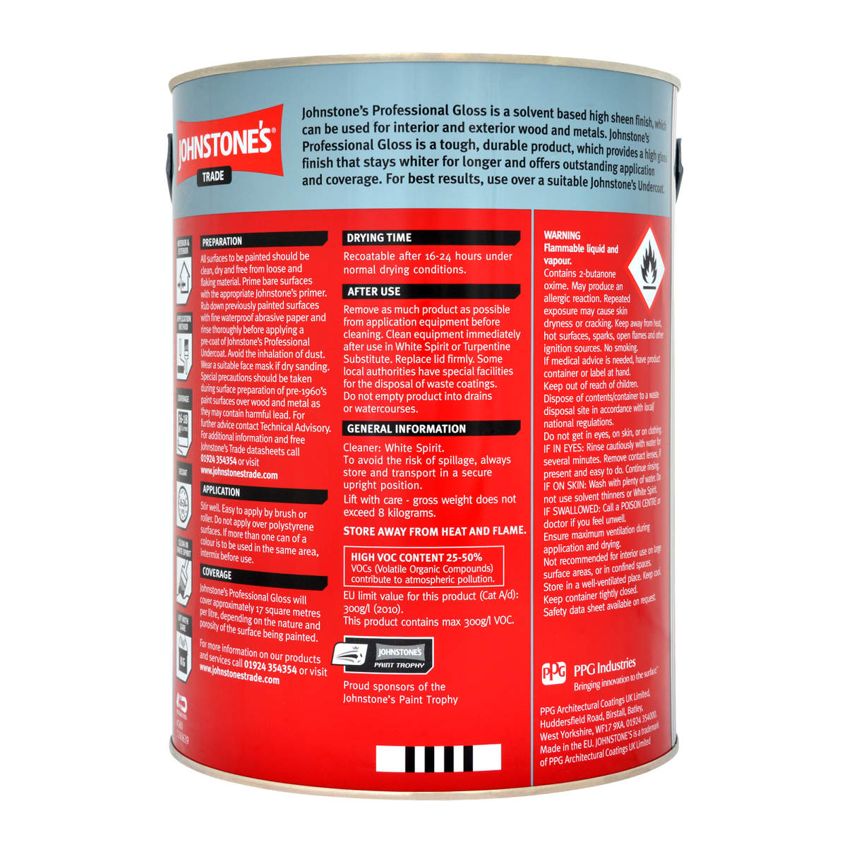 Johnstone's Trade Professional Gloss Black 5L
