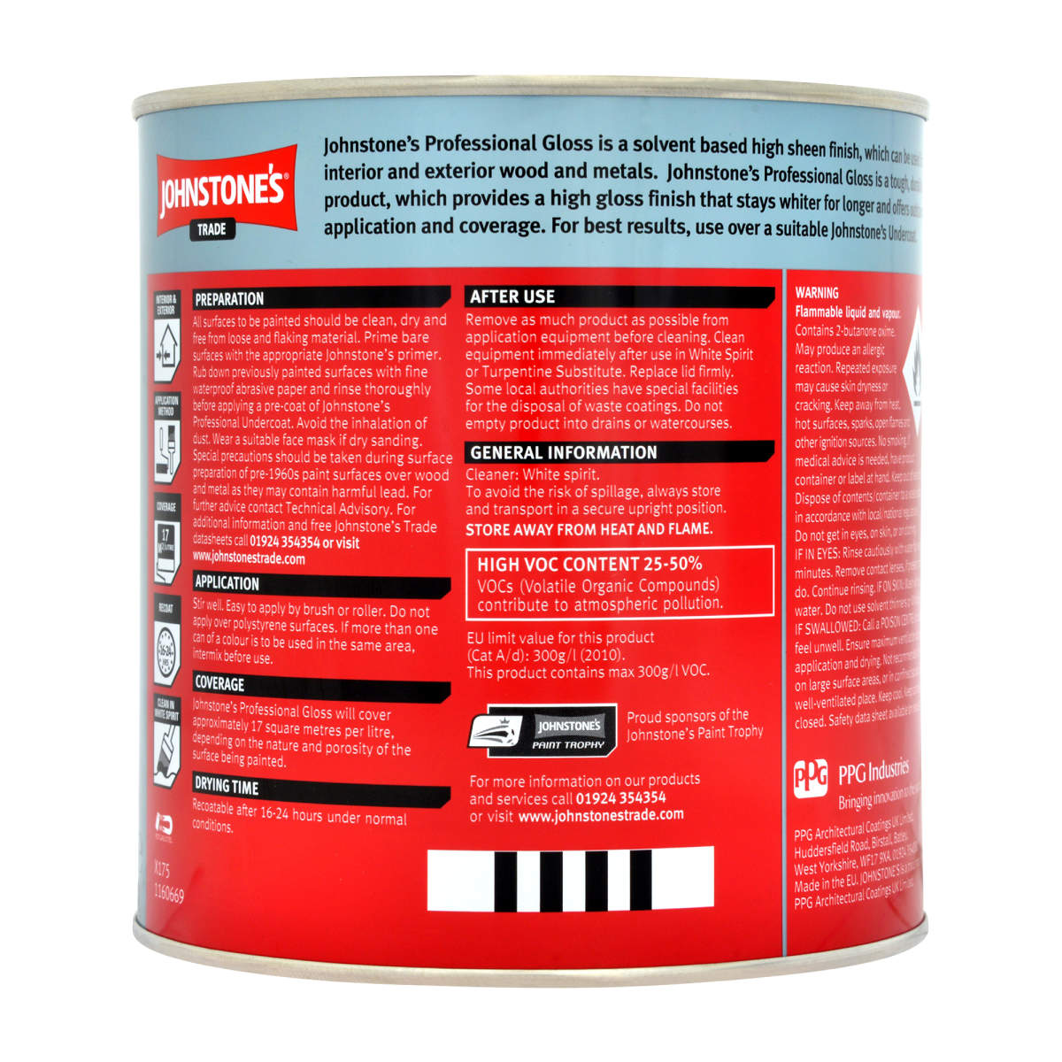 Johnstone's Trade Professional Gloss B/White 1L