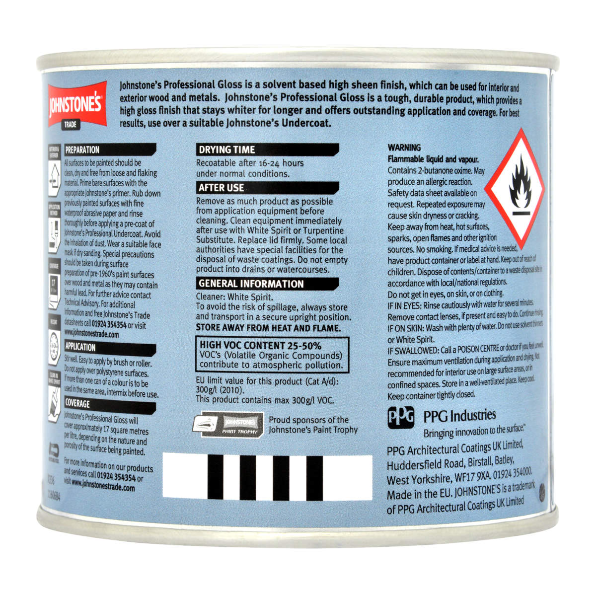 Johnstone's Trade Professional Gloss B/White 500ML