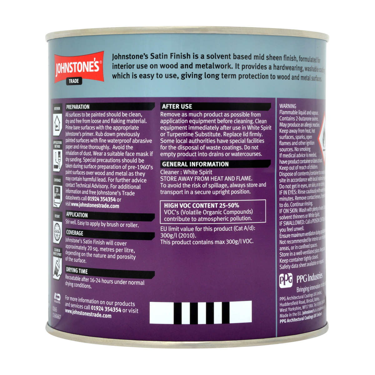 Johnstone's Trade Satin Finish B/White 1L