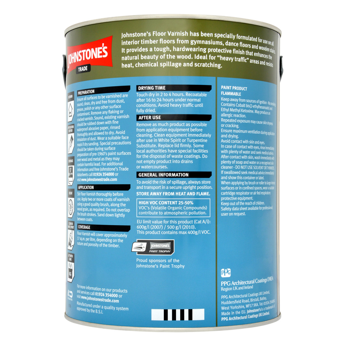 Johnstone's Trade Floor Varnish Gloss Clear 5L