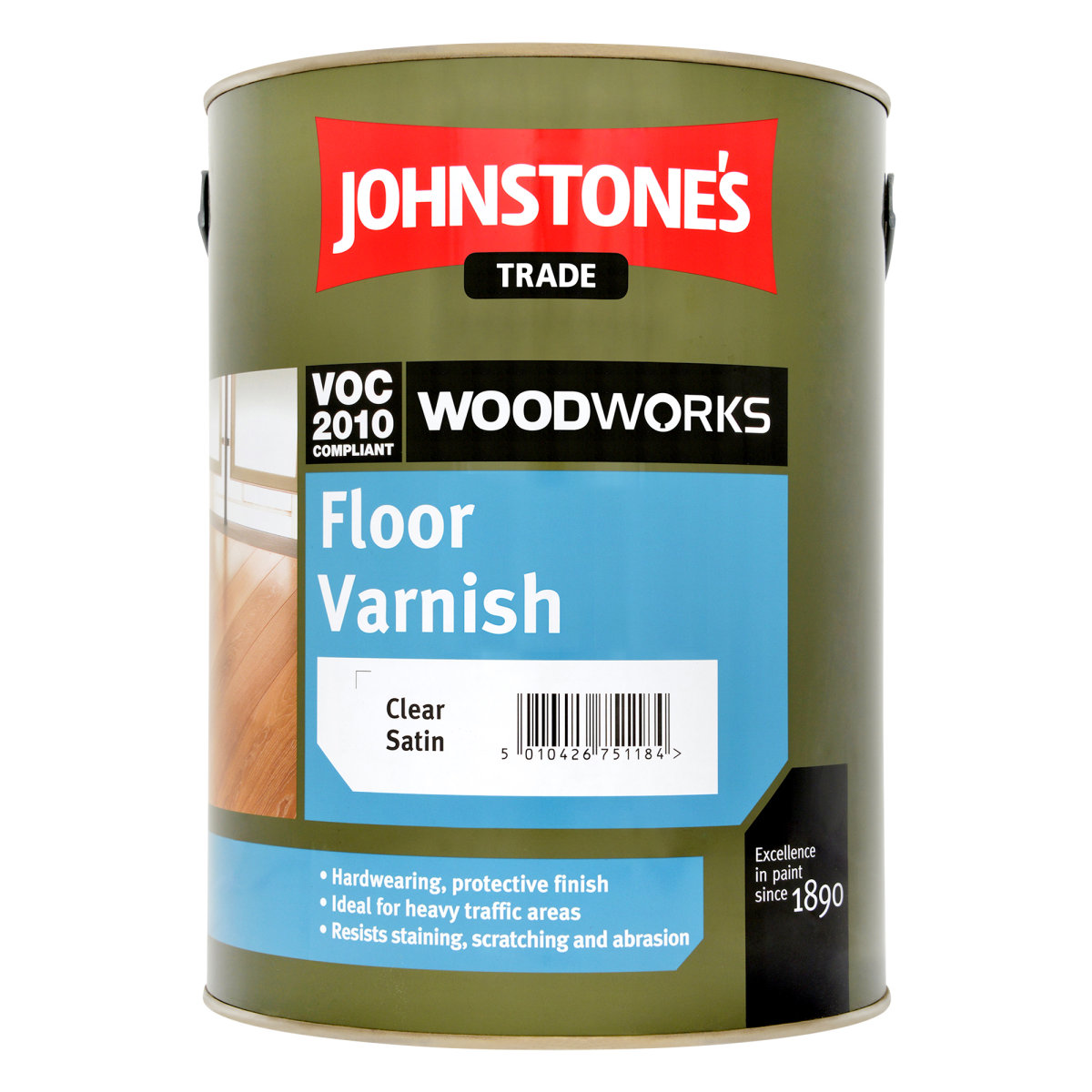 Johnstone's Trade Floor Varnish Satin Clear 5L