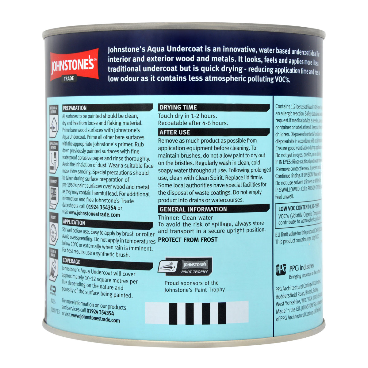 Johnstone's Trade Aqua Undercoat Dark Grey 1L