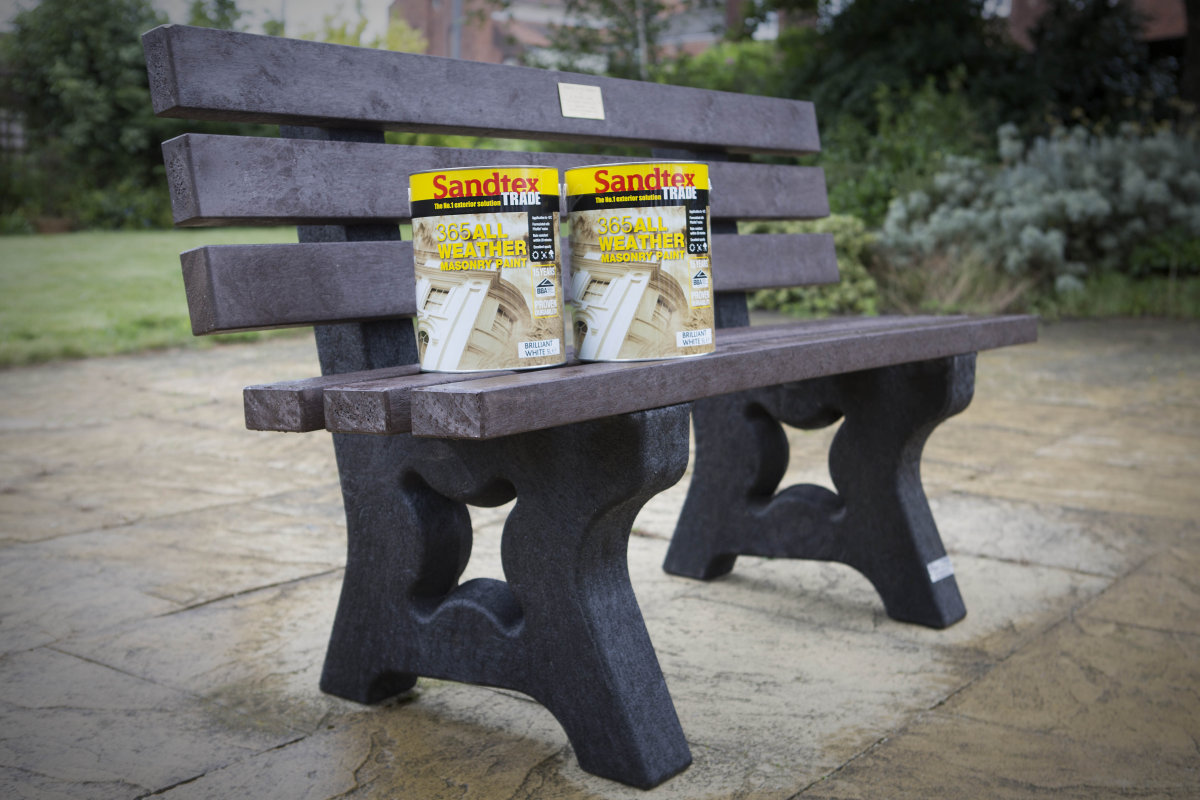 Crown Paints donated a bench for the grounds made from recycled product