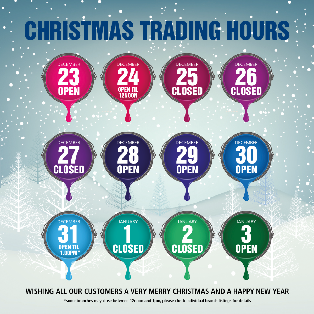 Christmas opening hours at Brewers