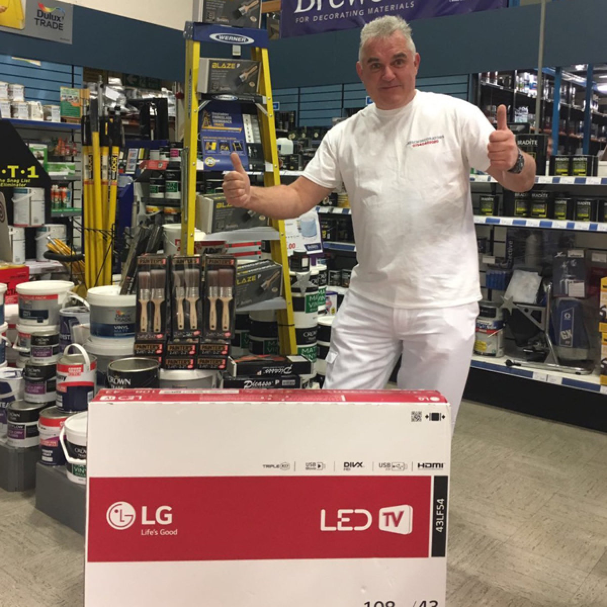 John from Josch Decorators collected his prize from Brewers Decorator Centre in St Albans