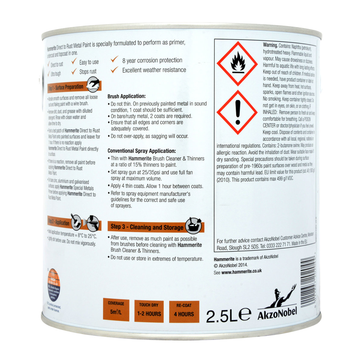 Direct to Rust Metal Paint Smooth White 2.5L 