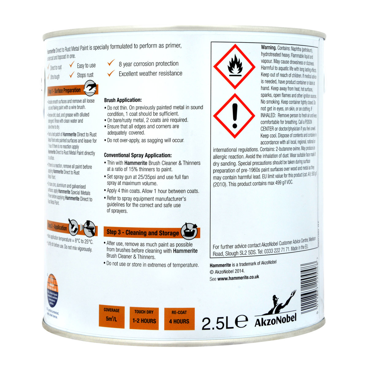 Direct to Rust Metal Paint Smooth Black 2.5L