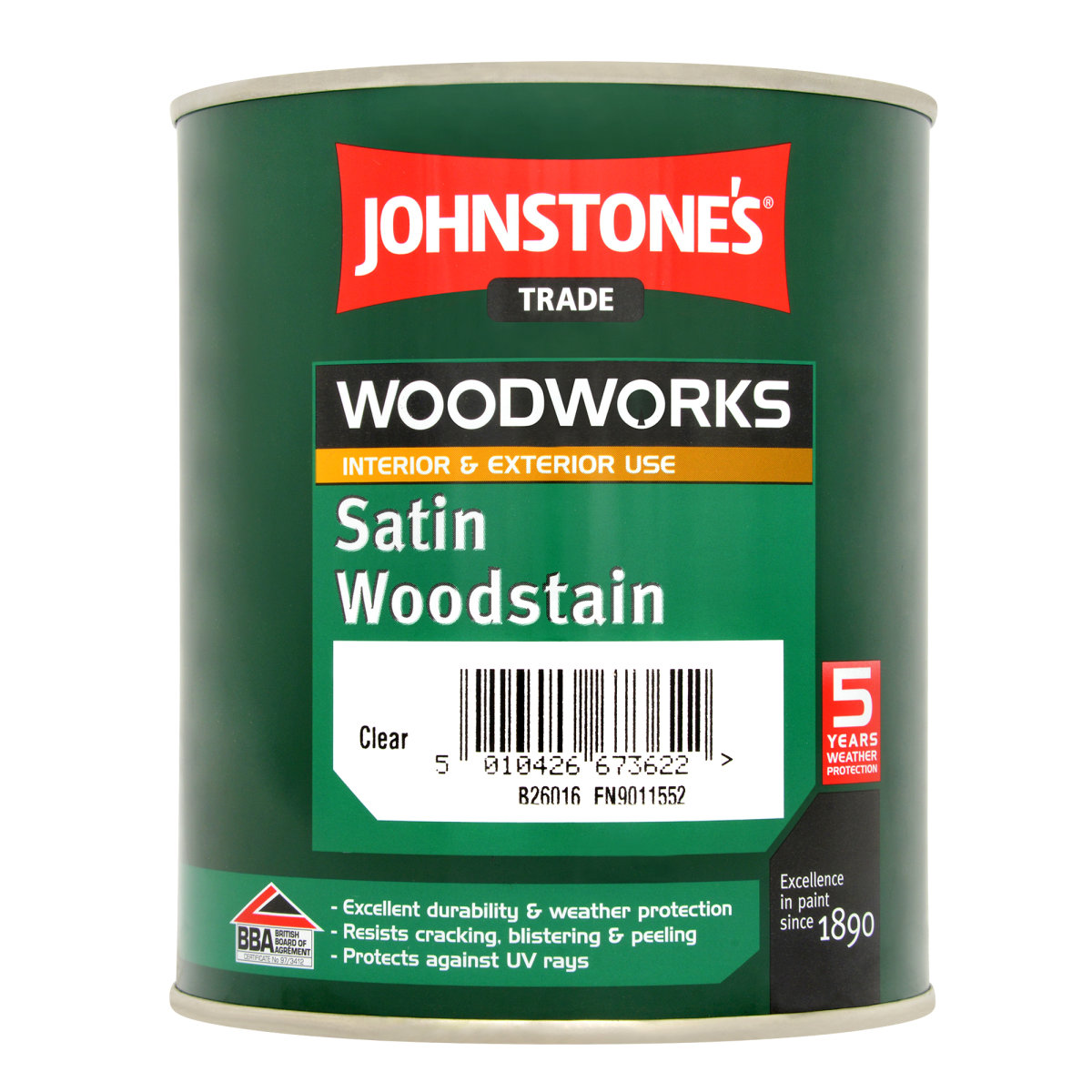 Johnstone's Trade Satin Woodstain Clear 750ml
