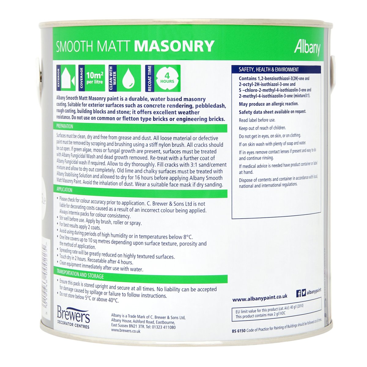 Albany Smooth Masonry Brilliant White 2.5L