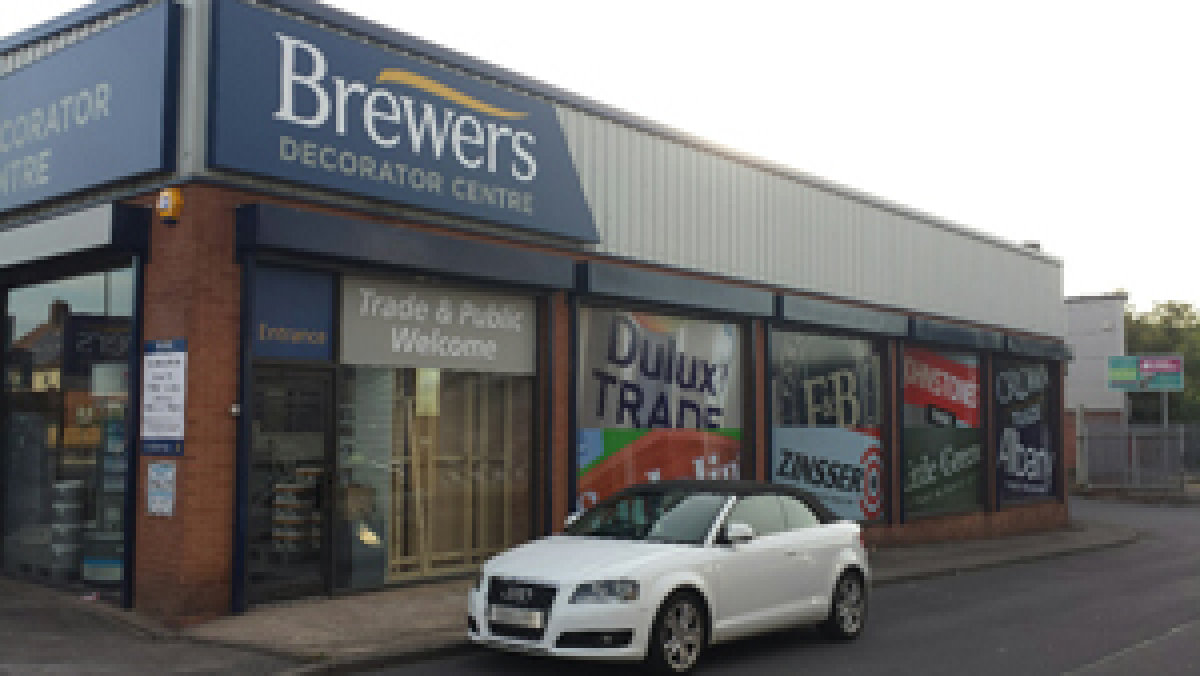 You'll find us on the right near the Designer Fabric Store and Screwfix